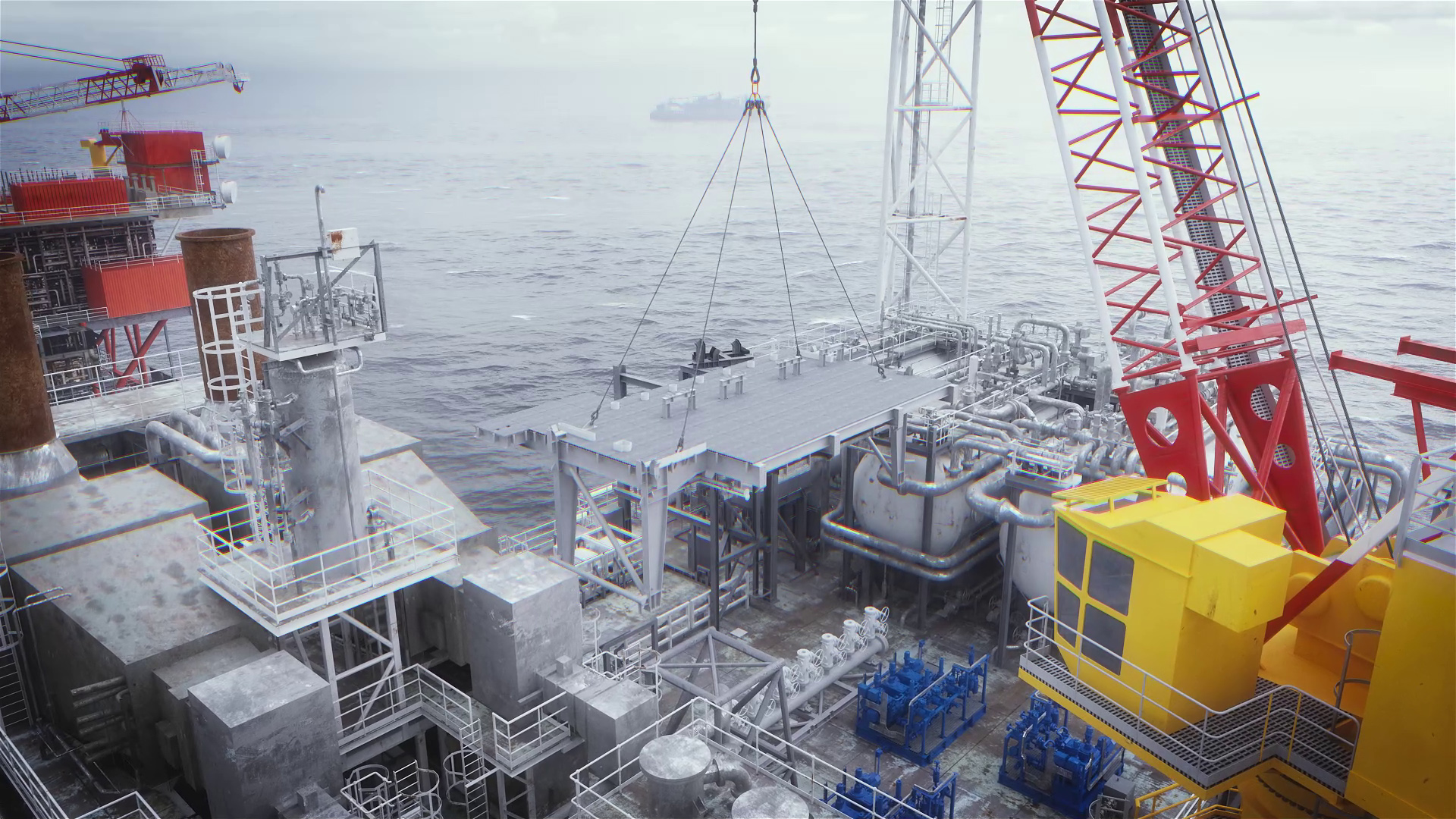 offshore installation via platform crane