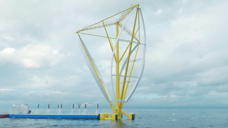 Offshore wind turbine design concept with rotor blades in position