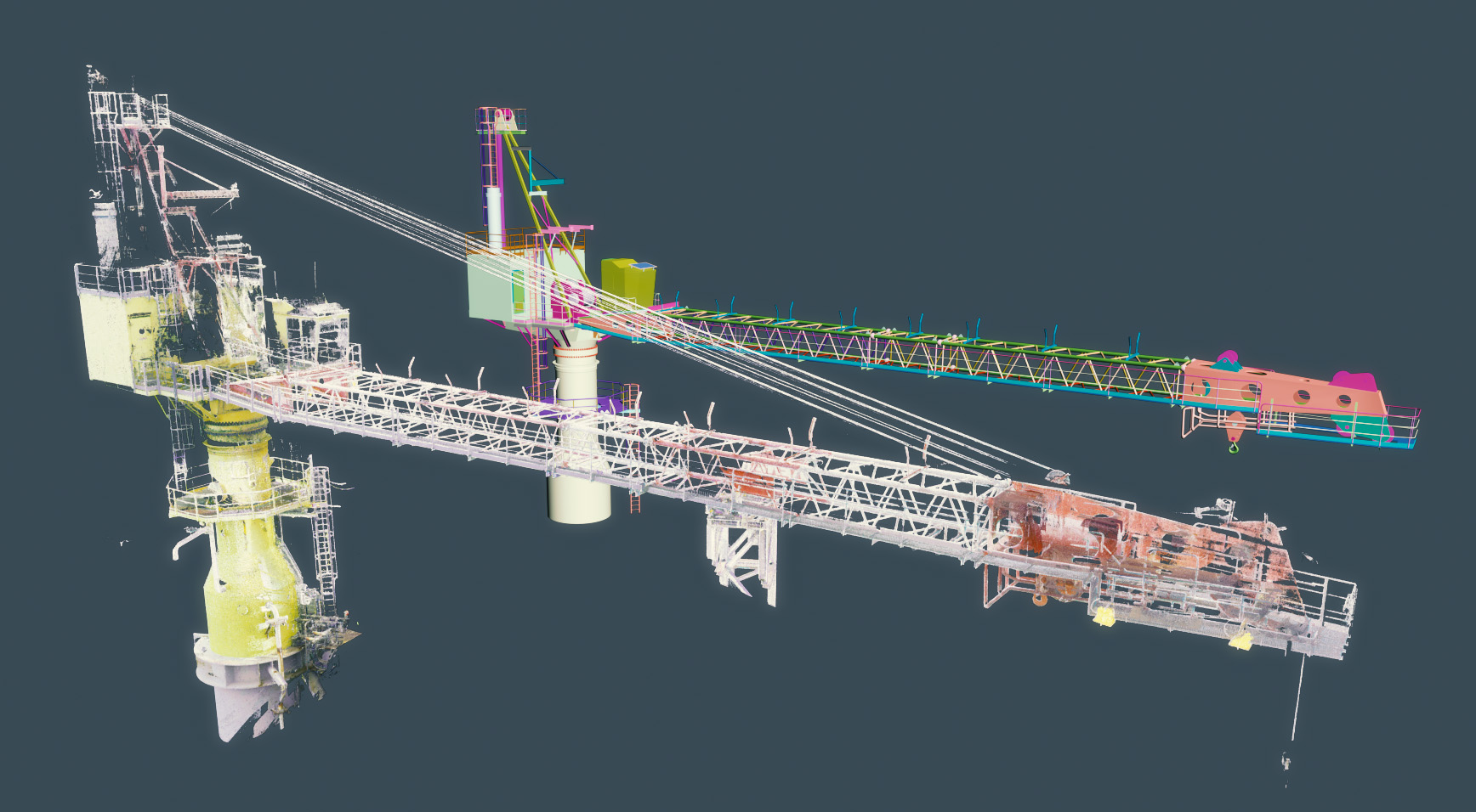 Side by side view of point cloud data and 3D model