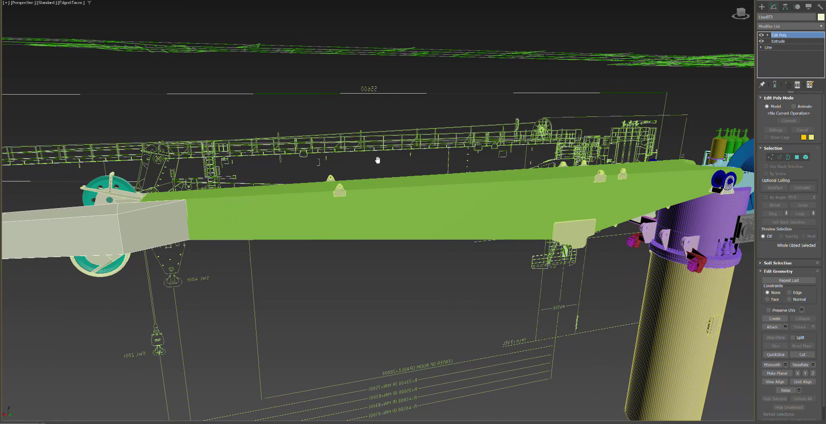 The boom of a crane being modelled based on CAD