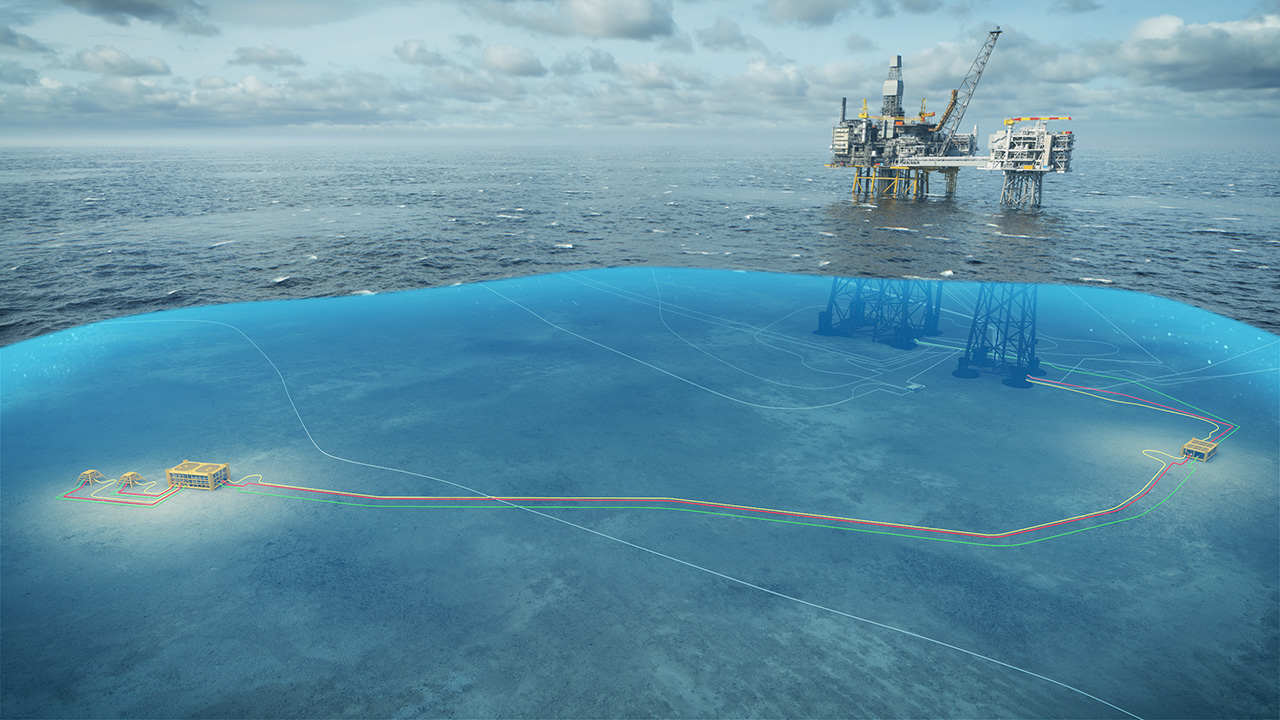 Cutaway of a subsea field layout
