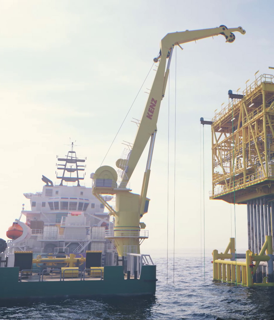 Crane operating from a dive support vessel
